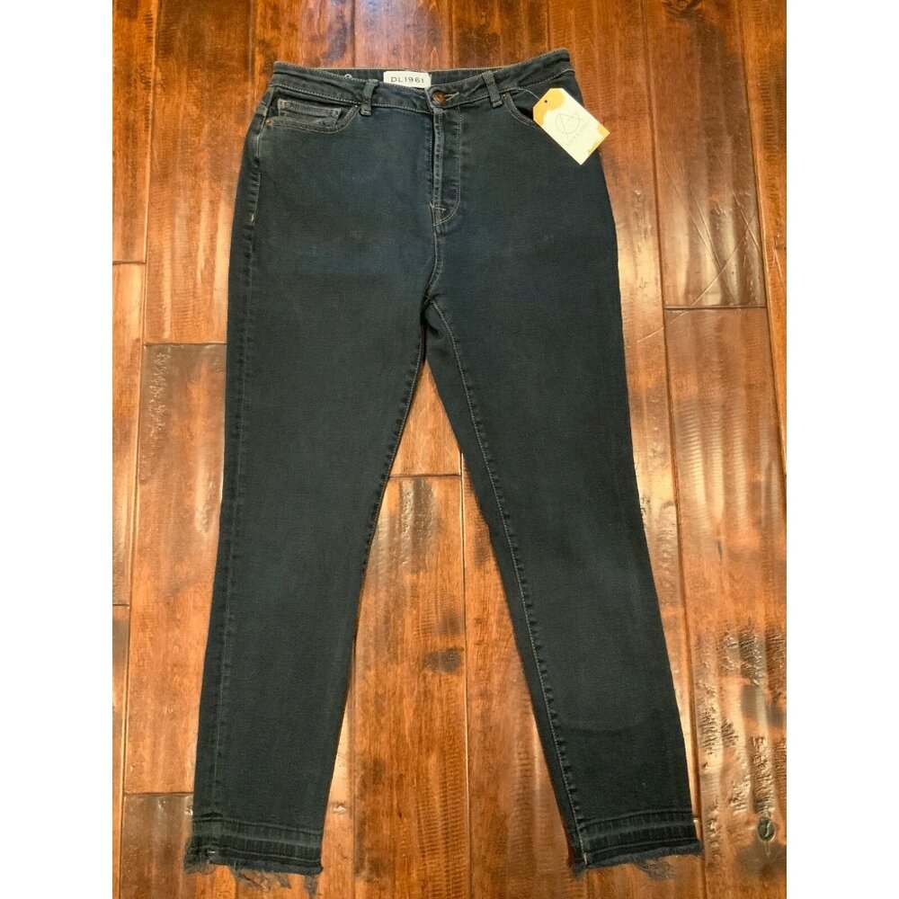 DL1961 Black "Chrissy Trim Tone Skinny" Denim Jeans Distressed, Size 30